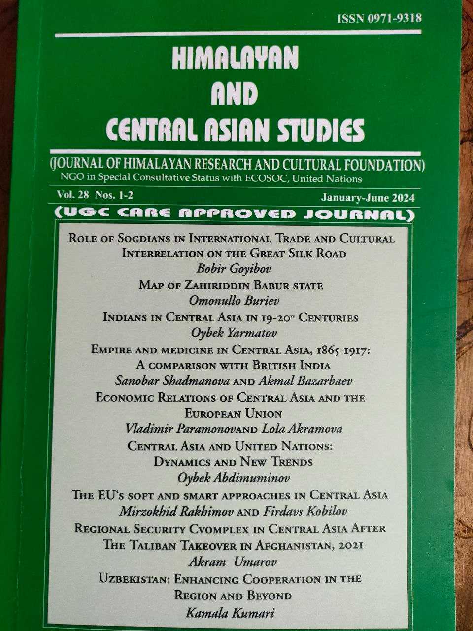 Hindistonning Himalayan and Central Asian Studies jurnalining O‘zbekiston va Markaziy Osiyo maxsus soni chop etildi